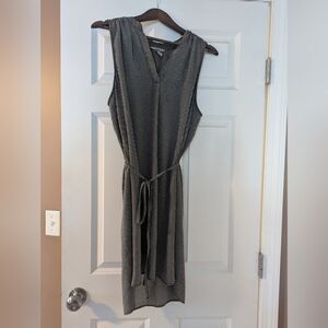 H&M Black and White Herringbone Patterned Midi Dress